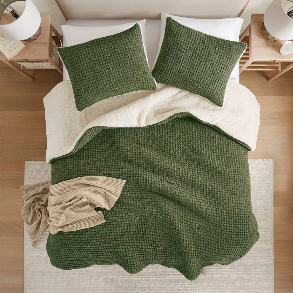 Bed Comforter, Riordan Waffle Knit Chenille Set, Machine-Washable Care for Everyday Bedding and Comfortable Sleep, 3 Sizes and 4 Colors image 44