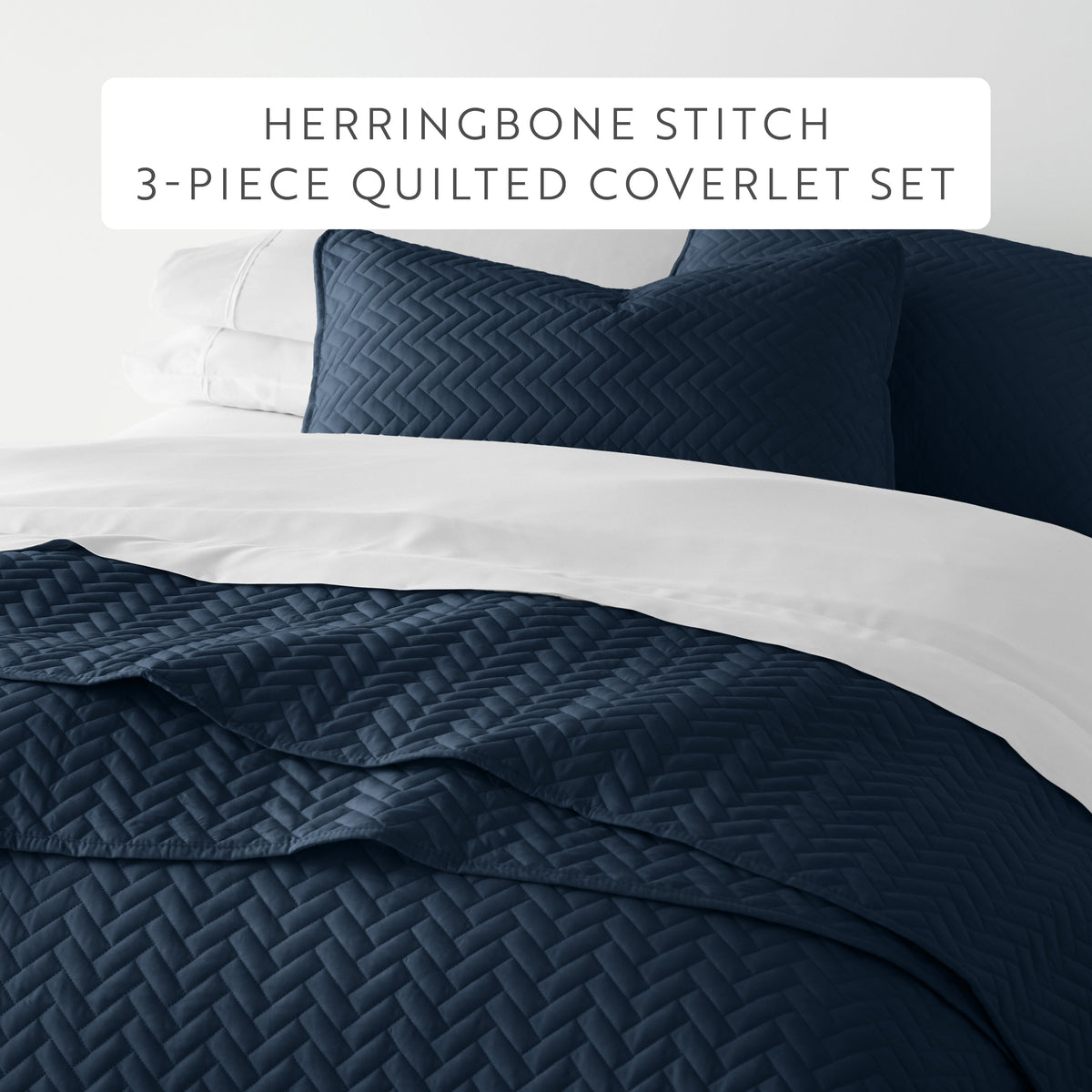 Quilted Coverlet Set, 3 Piece Herringbone for Guest Bedrooms, Layered Beds and Everyday Bedding, 3 Sizes and 6 Colors image 44