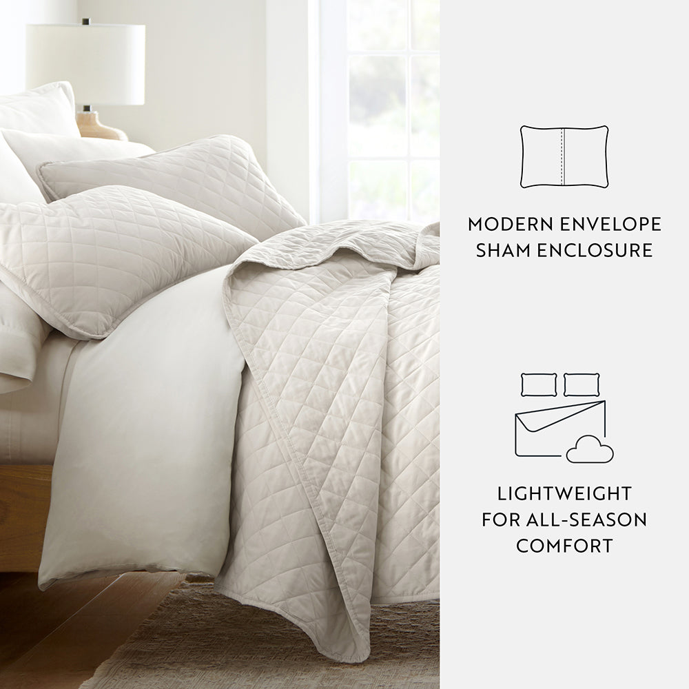 Bed Quilt, 3 Piece Diamond Stitch Quilted Coverlet Set for Guest Beds and Layered Bedroom Styling, 3 Sizes and 6 Colors image 44