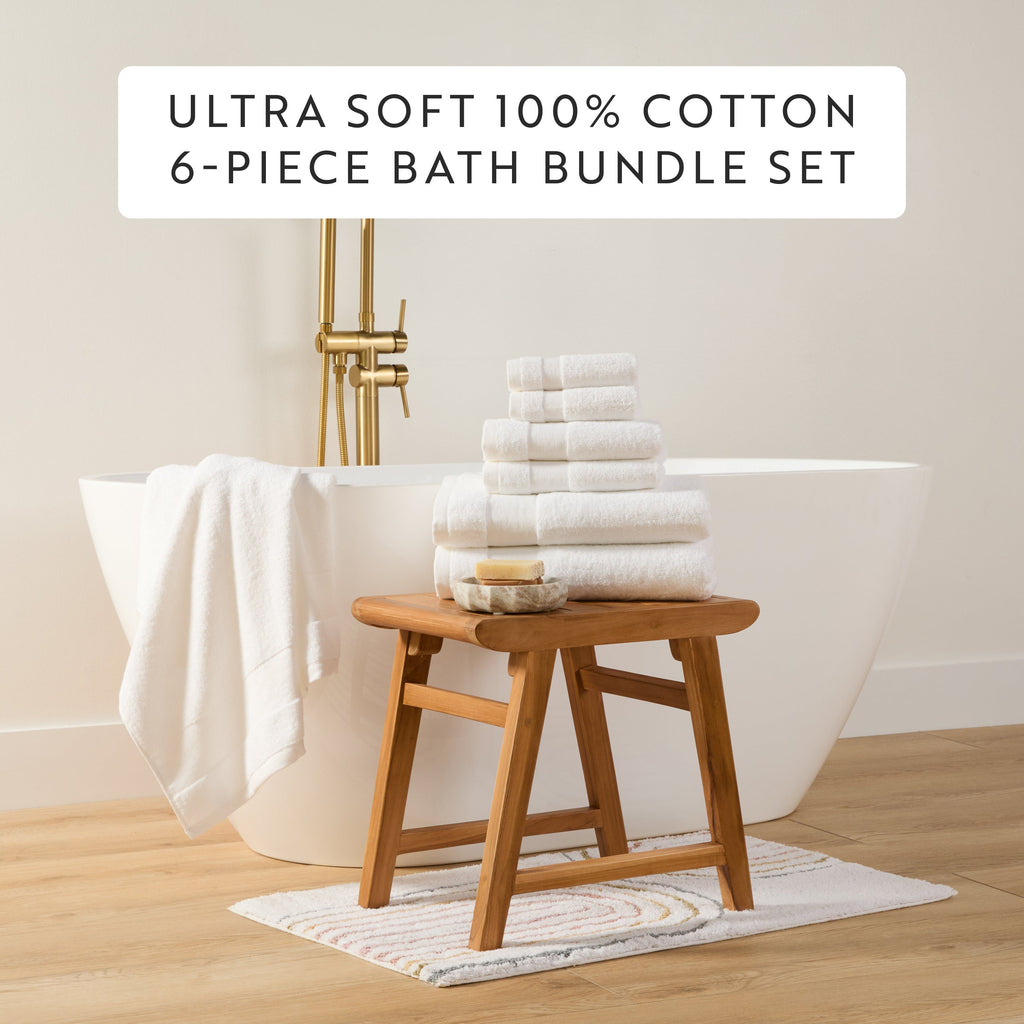 Bath Towel Set, Ultra Soft 100% Cotton 6 Piece, Machine-Washable Care for Home Bathrooms and Everyday Care, 8 Color Options image 44
