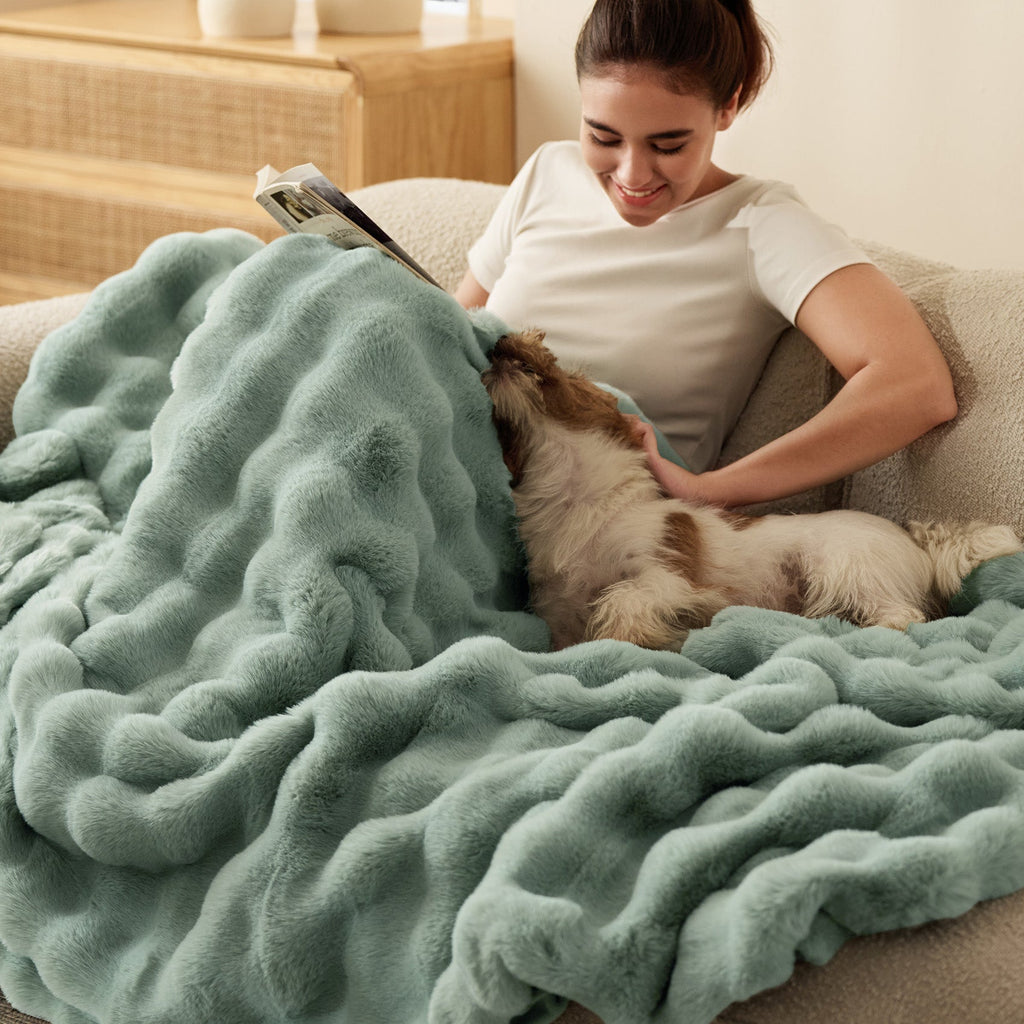 Cozy Throw Blanket, Bubble Faux Fur, Machine-Washable Care for Living Rooms, Bedrooms and Everyday Lounging, 3 Sizes and 11 Colors image 45