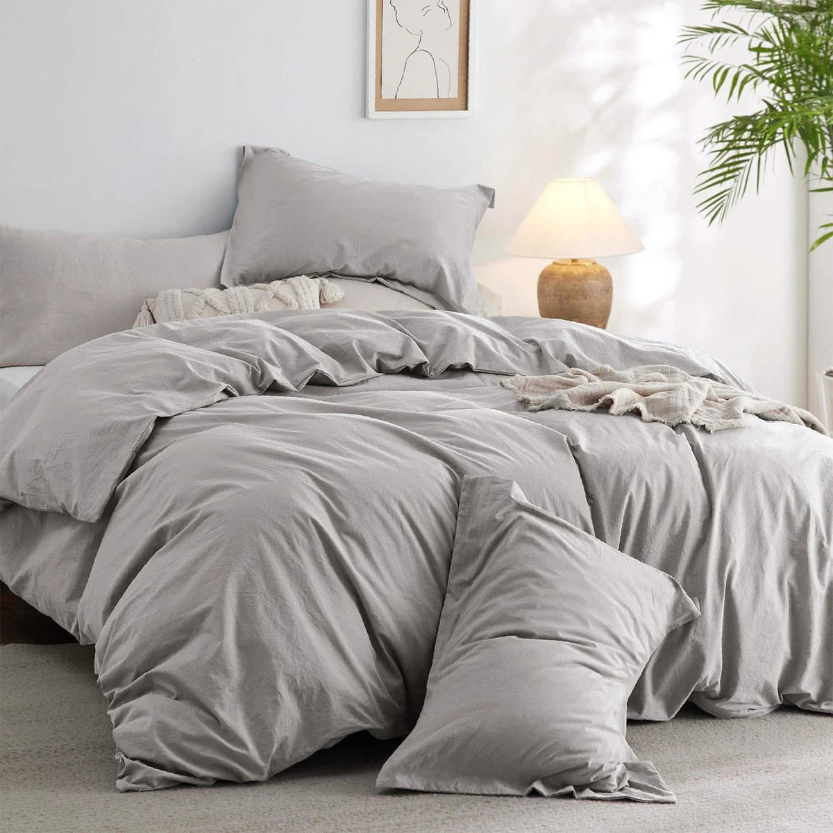 Bed Comforter, Prewashed Cotton Set for Year-Round Bedroom Comfort and Restful Sleep, 5 Sizes and 12 Colors image 45