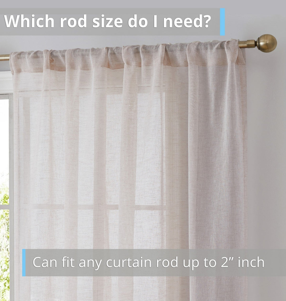 Window Curtain, Penelope Faux Linen Sheer Panels, Lightweight Design for Bedrooms, Living Rooms and Home Privacy, 5 Sizes and 12 Colors image 45