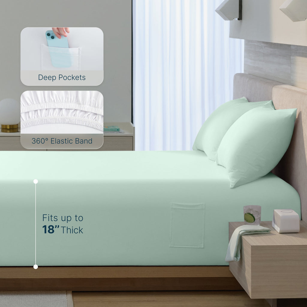 Fitted Sheet, Cooling, Breathable Construction for Everyday Bedding, Bedroom Layering and Guest Beds, 2 Sizes and 4 Colors image 45