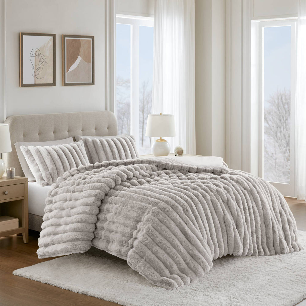 Bed Comforter, Jasmine Ultrasoft Faux Fur Ribbed Set, Lightweight Design for Year-Round Bedroom Comfort and Restful Sleep image 45