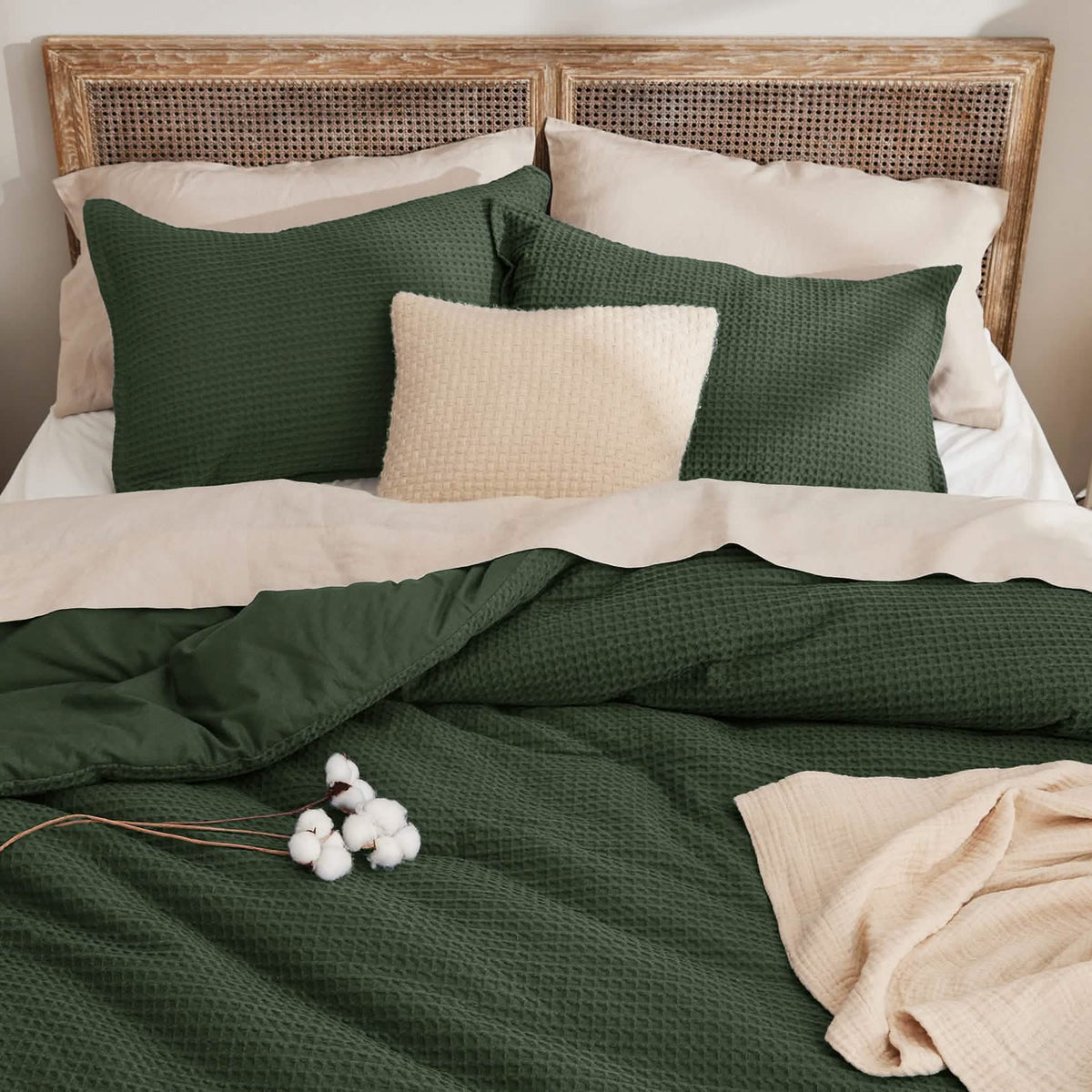 Bed Comforter, Cotton Waffle Weave Set, Breathable Construction for Everyday Bedding and Comfortable Sleep, 5 Sizes and 12 Colors image 45