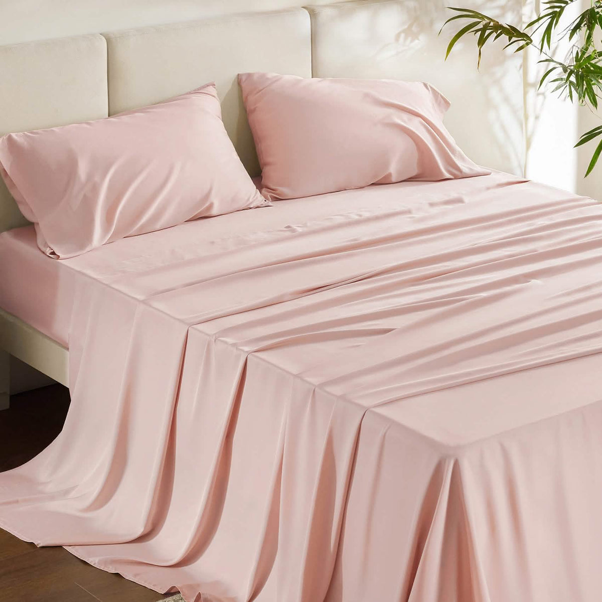 Bed Sheet Set, Rayon Derived from Bamboo, Cooling Comfort, Breathable Construction for Everyday Bedroom Comfort and Guest Rooms image 45