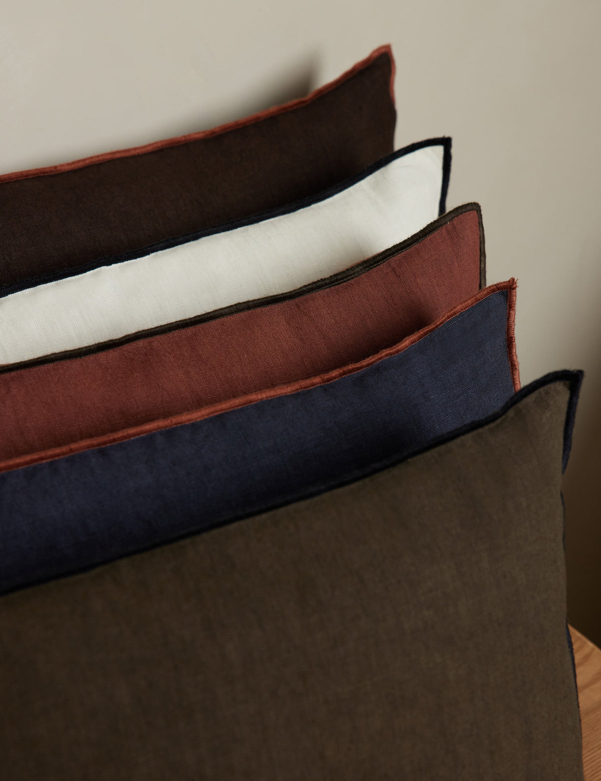 Bed Pillow, Carys Contrast Linen for Everyday Sleep and Guest Room Bedding, 8 Color Options image 45