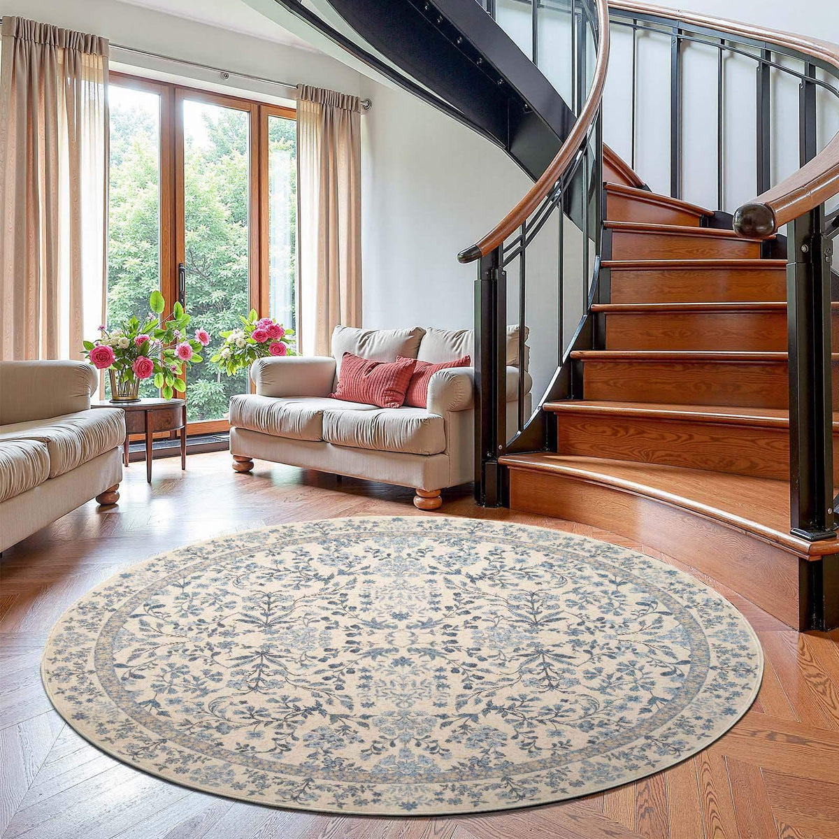 Area Rug, Vintage Foliage Floral, Lightweight Design, Non-Slip Design for Hallways, Dining Spaces and Home Decor, 19 Sizes and 4 Colors image 45