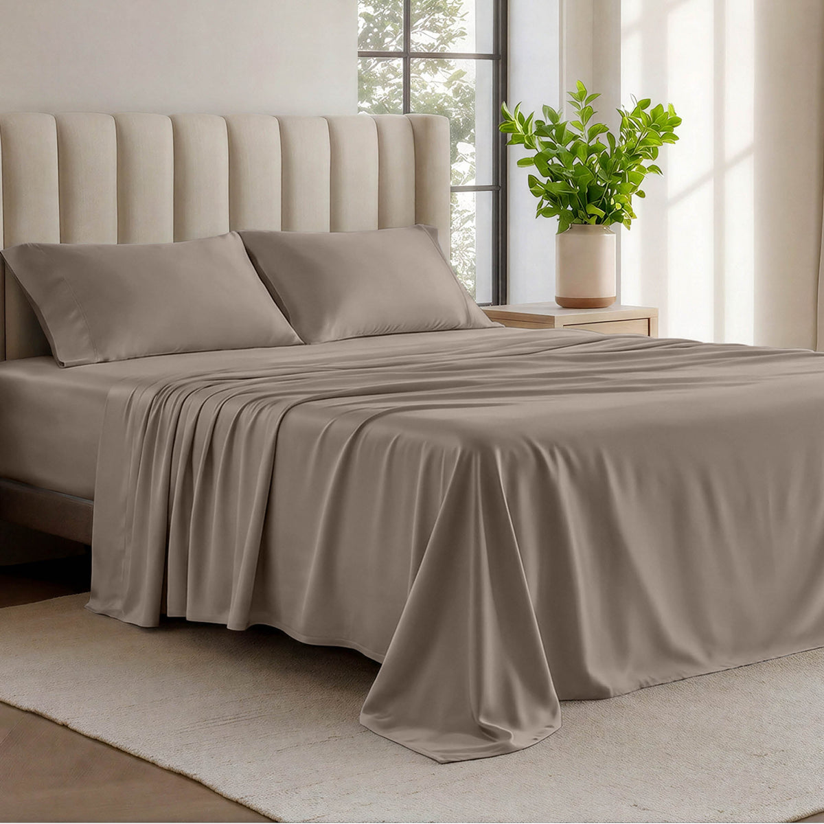 Bed Sheet Set, Organic Cotton Jersey for Master Bedrooms, Guest Beds and Daily Use, 6 Sizes and 9 Colors image 45