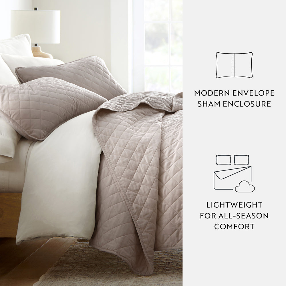 Bed Quilt, 3 Piece Diamond Stitch Quilted Coverlet Set for Guest Beds and Layered Bedroom Styling, 3 Sizes and 6 Colors image 45