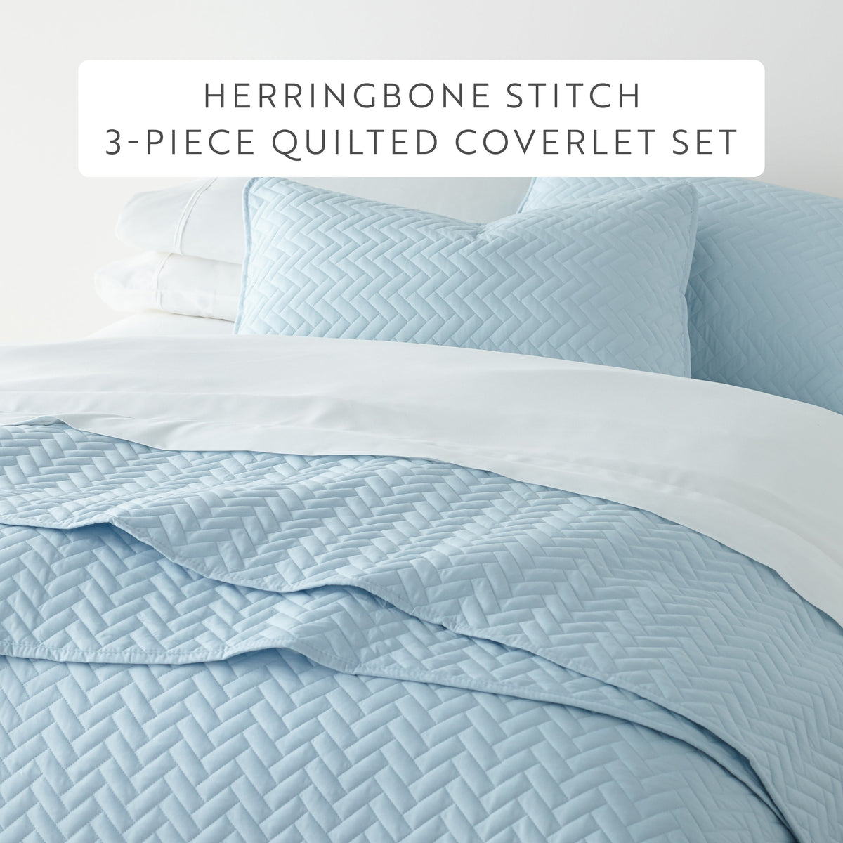 Quilted Coverlet Set, 3 Piece Herringbone for Guest Bedrooms, Layered Beds and Everyday Bedding, 3 Sizes and 6 Colors image 45