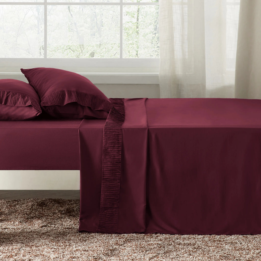 Bed Sheet Set, Ruched, Cooling Comfort, Breathable Construction for Master Bedrooms, Guest Beds and Daily Use, 7 Sizes and 14 Colors image 45