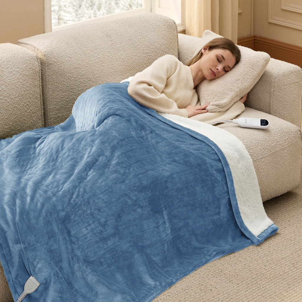 Cozy Throw Blanket, Solid Flannel Heated for Sofas, Beds and Relaxing at Home, 5 Sizes and 11 Colors image 45