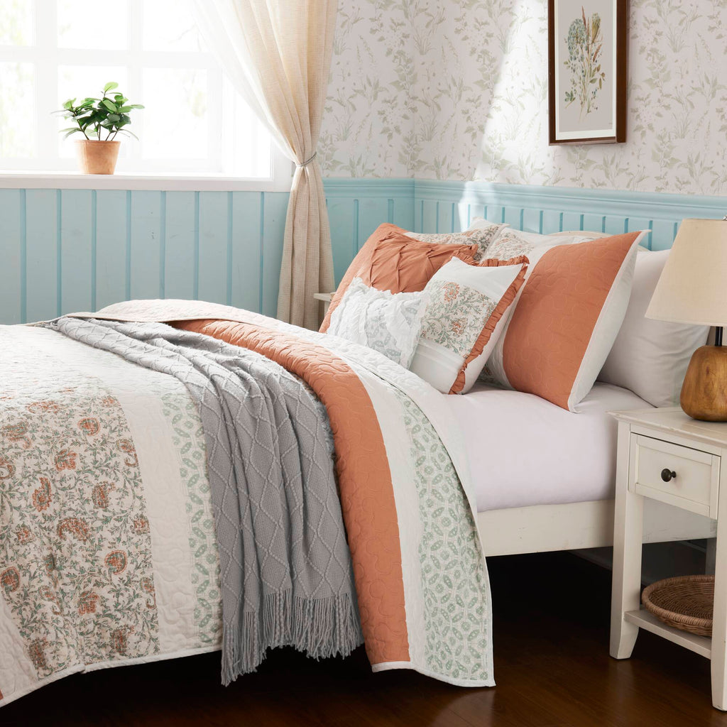 Cozy Throw Blanket, Dawn 6 Piece Cotton Percale Quilt Set, Machine-Washable Care for Sofas, Beds and Relaxing at Home, 2 Sizes and 5 Colors image 46