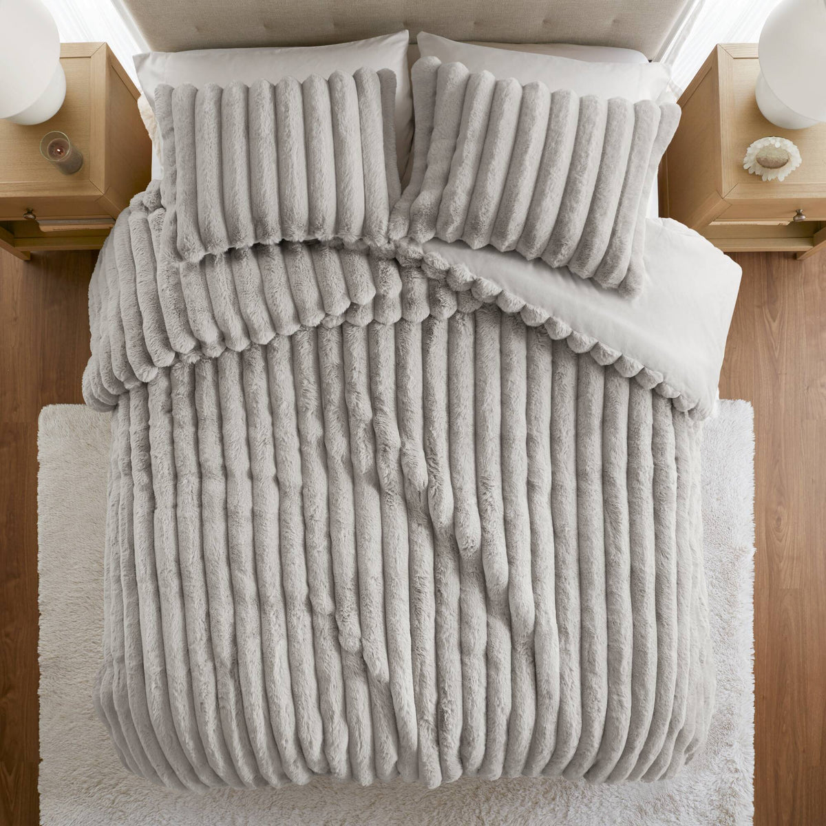 Bed Comforter, Jasmine Ultrasoft Faux Fur Ribbed Set, Lightweight Design for Year-Round Bedroom Comfort and Restful Sleep image 46