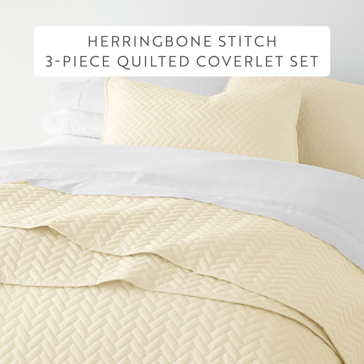 Quilted Coverlet Set, 3 Piece Herringbone for Guest Bedrooms, Layered Beds and Everyday Bedding, 3 Sizes and 6 Colors image 46