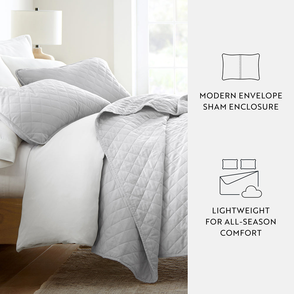 Bed Quilt, 3 Piece Diamond Stitch Quilted Coverlet Set for Guest Beds and Layered Bedroom Styling, 3 Sizes and 6 Colors image 46