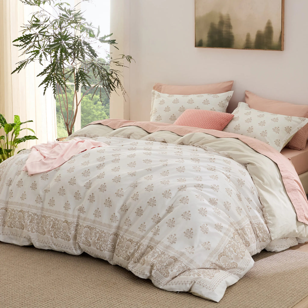 Duvet Cover Set, 100% Cotton Patterned, Breathable Construction for Bedroom Bedding Refresh and Everyday Comfort, 4 Sizes and 9 Colors image 46