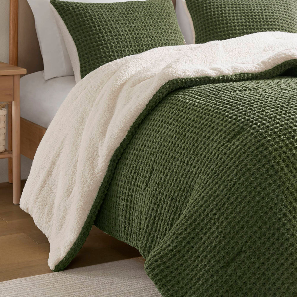 Bed Comforter, Riordan Waffle Knit Chenille Set, Machine-Washable Care for Everyday Bedding and Comfortable Sleep, 3 Sizes and 4 Colors image 46