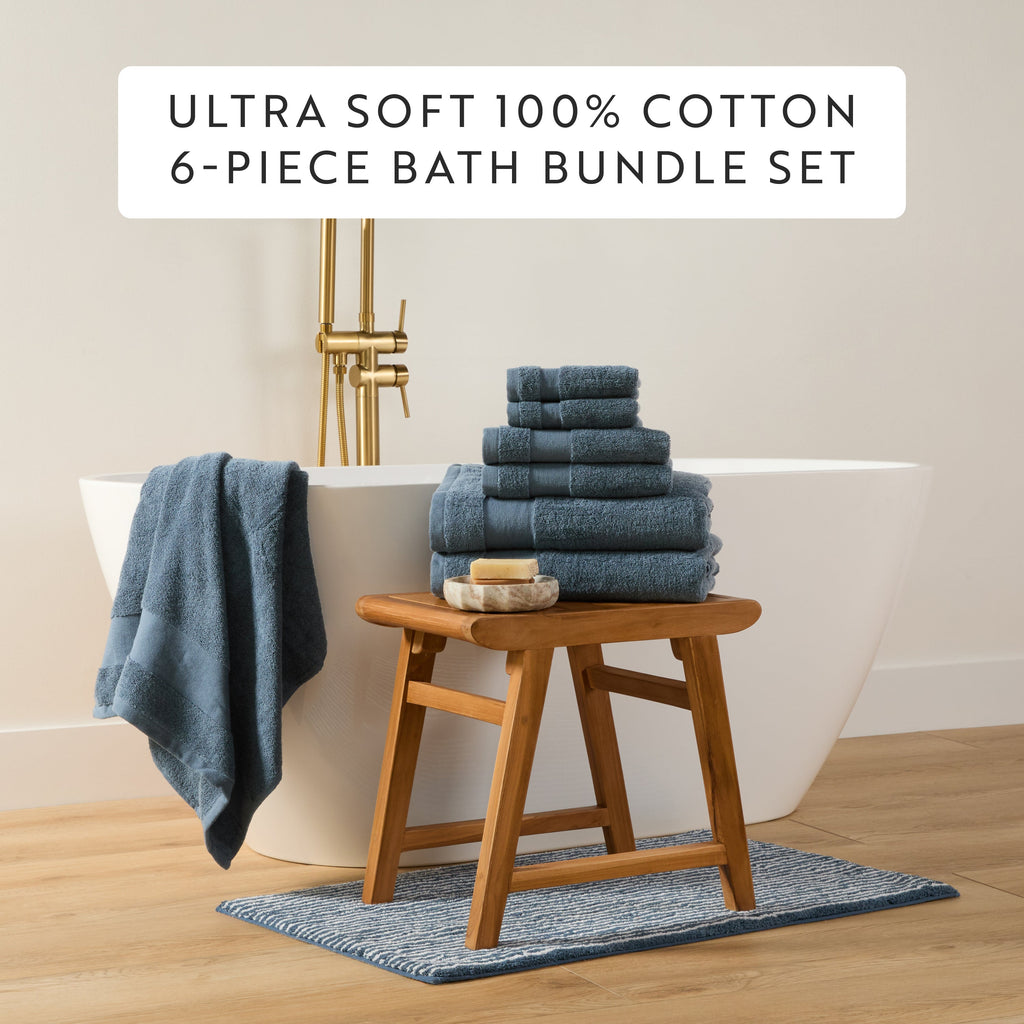 Bath Towel Set, Ultra Soft 100% Cotton 6 Piece, Machine-Washable Care for Home Bathrooms and Everyday Care, 8 Color Options image 47