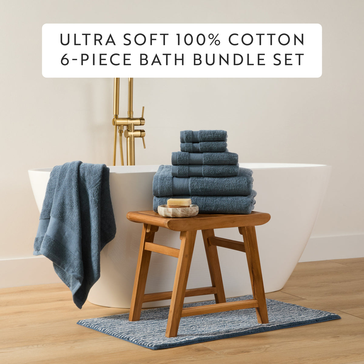 Bath Towel Set, Ultra Soft 100% Cotton 6 Piece, Machine-Washable Care for Home Bathrooms and Everyday Care, 8 Color Options image 47