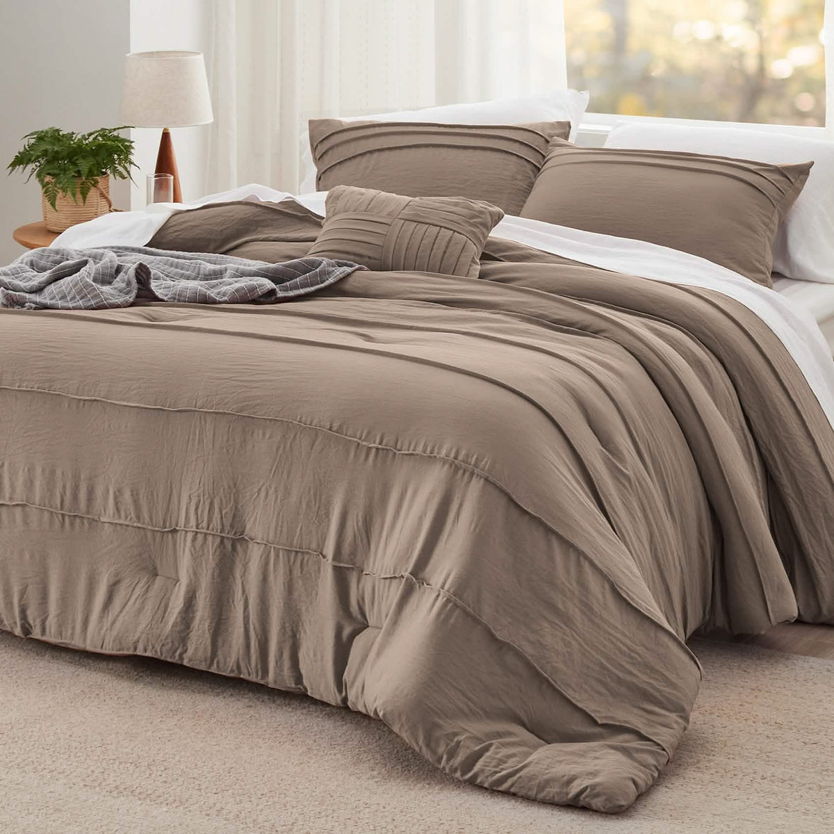 Bed Comforter, Pinch Pleat Set for Year-Round Bedroom Comfort and Restful Sleep, 5 Sizes and 19 Colors image 47