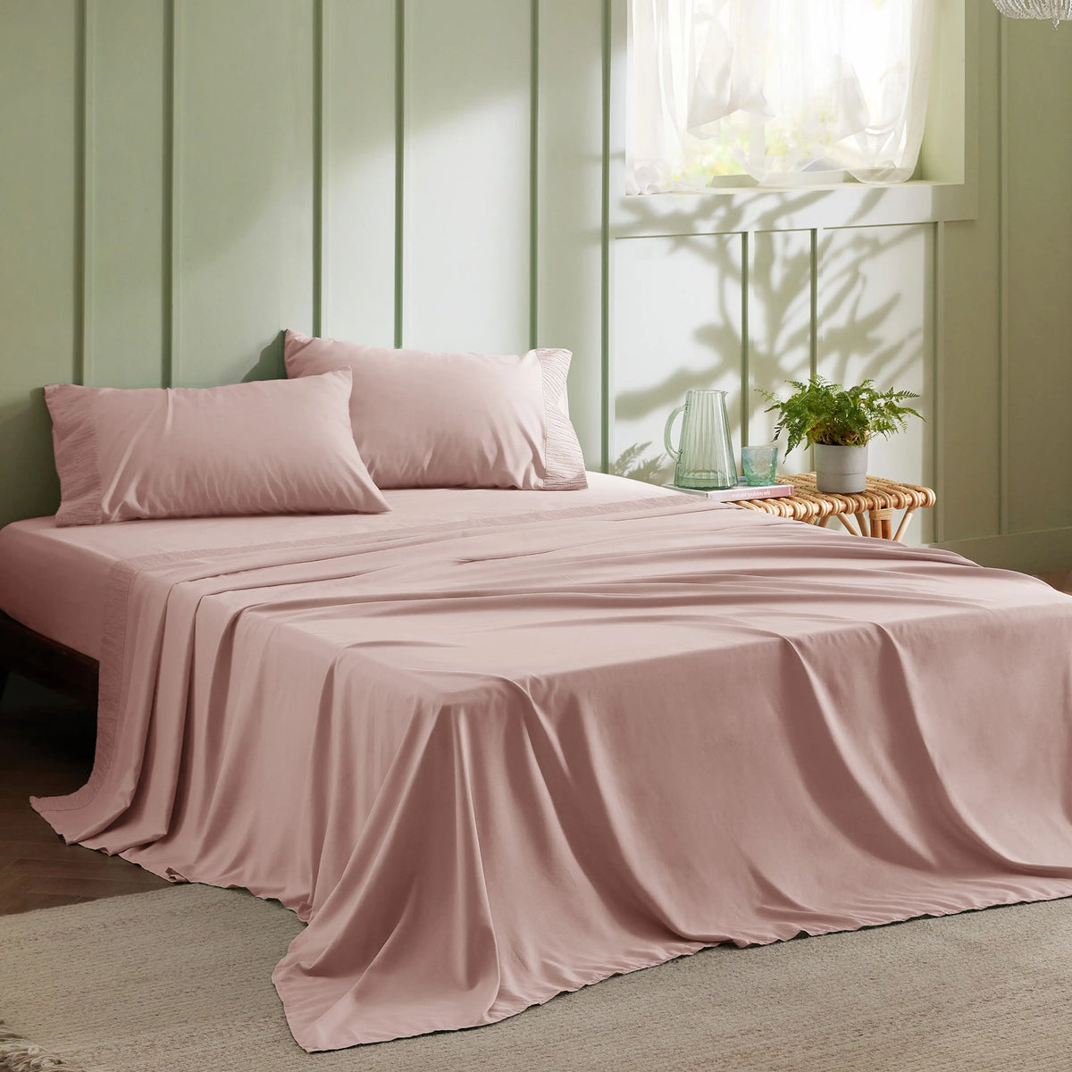 Bed Sheet Set, Ruched, Cooling Comfort, Breathable Construction for Master Bedrooms, Guest Beds and Daily Use, 7 Sizes and 14 Colors image 47