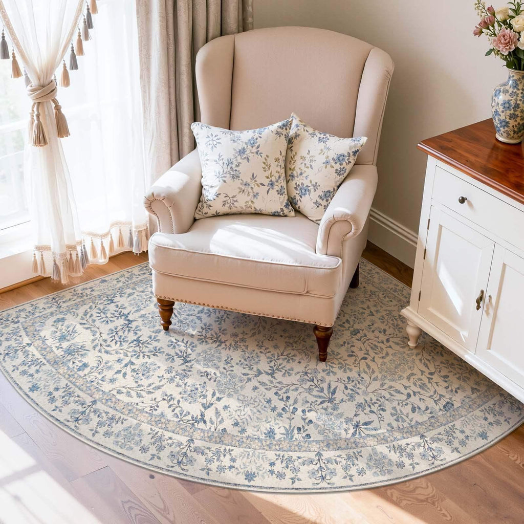 Area Rug, Vintage Foliage Floral, Lightweight Design, Non-Slip Design for Hallways, Dining Spaces and Home Decor, 19 Sizes and 4 Colors image 47