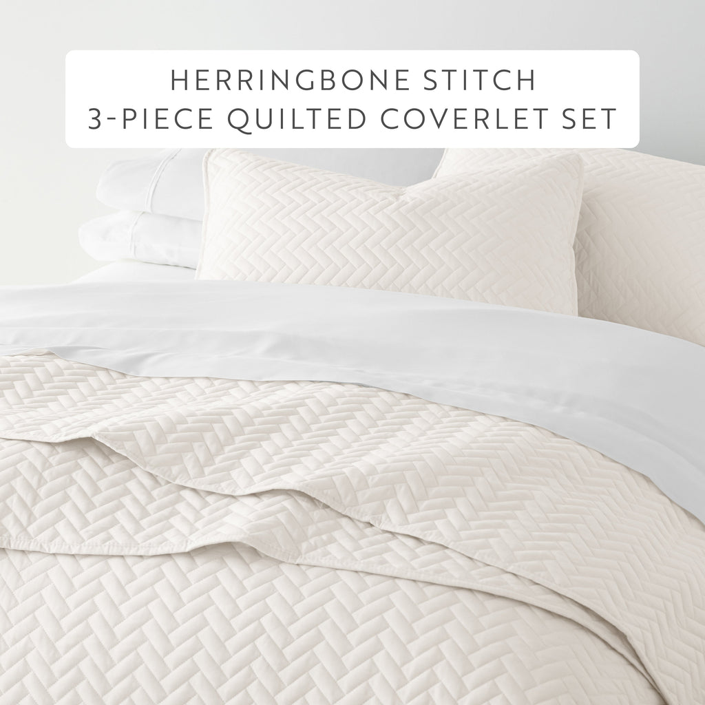 Quilted Coverlet Set, 3 Piece Herringbone for Guest Bedrooms, Layered Beds and Everyday Bedding, 3 Sizes and 6 Colors image 47