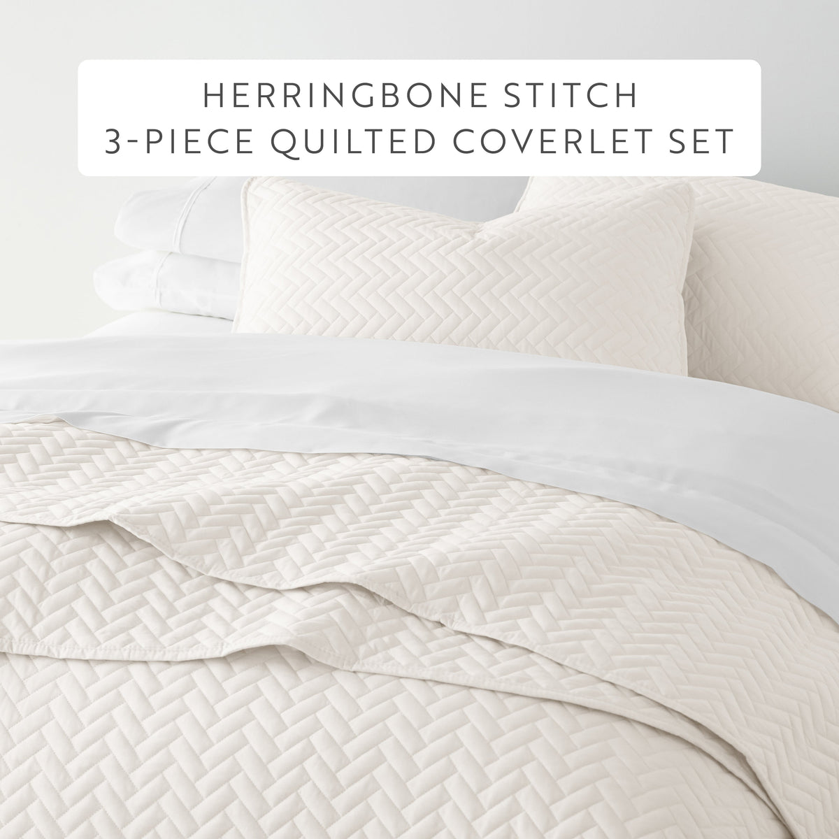 Quilted Coverlet Set, 3 Piece Herringbone for Guest Bedrooms, Layered Beds and Everyday Bedding, 3 Sizes and 6 Colors image 47