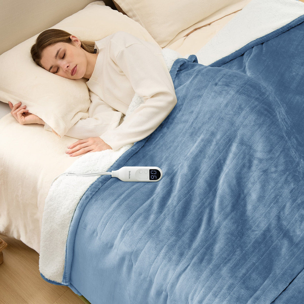 Cozy Throw Blanket, Solid Flannel Heated for Sofas, Beds and Relaxing at Home, 5 Sizes and 11 Colors image 47