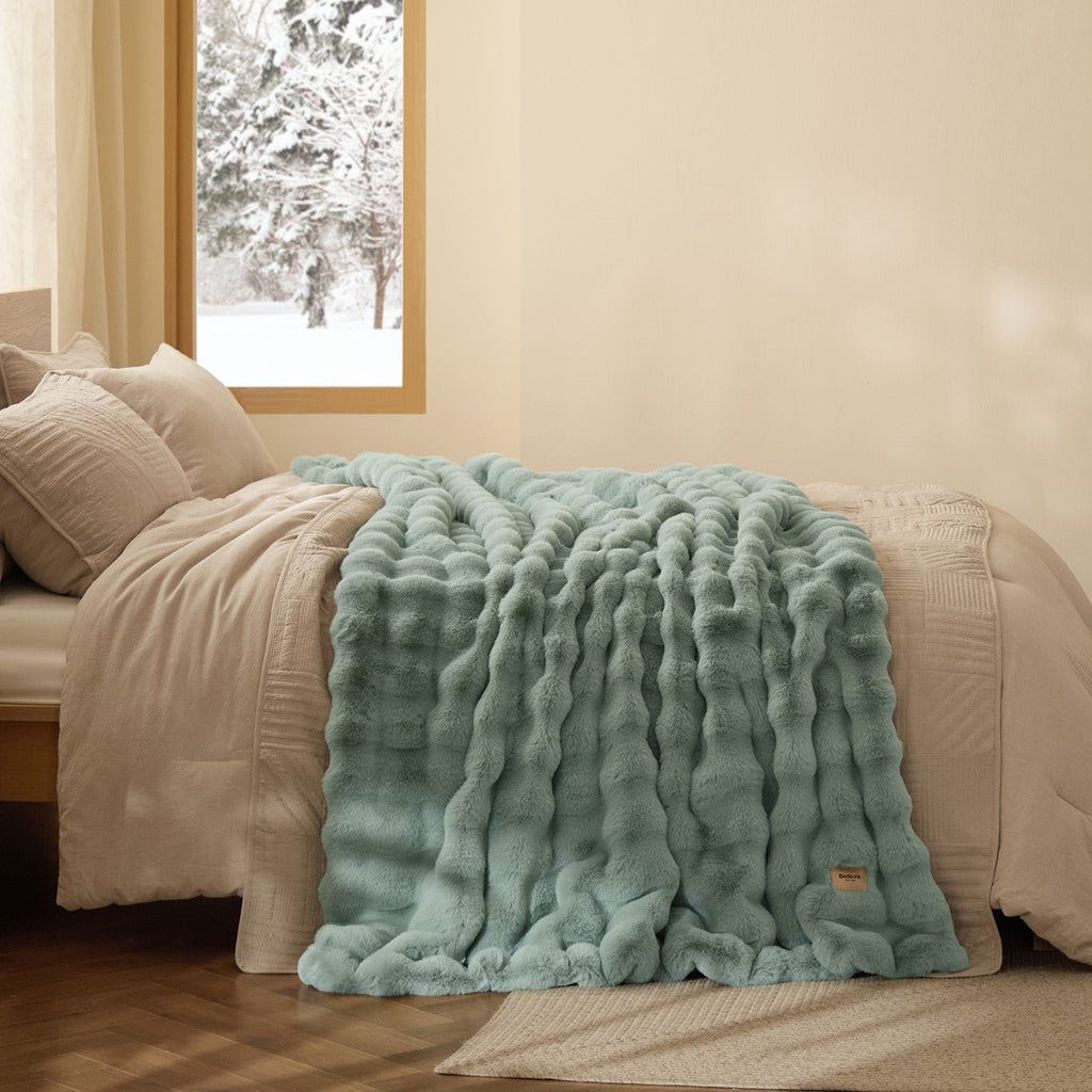 Cozy Throw Blanket, Bubble Faux Fur, Machine-Washable Care for Living Rooms, Bedrooms and Everyday Lounging, 3 Sizes and 11 Colors image 47