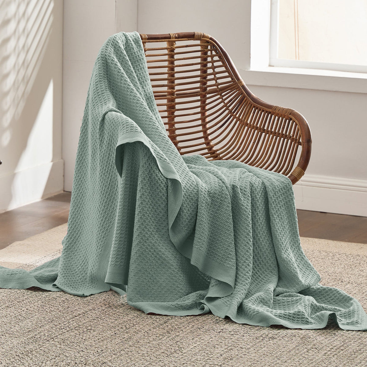 Cozy Throw Blanket, Cotton Waffle Weave, Lightweight Design, Breathable Construction for Living Rooms, Bedrooms and Everyday Lounging image 47