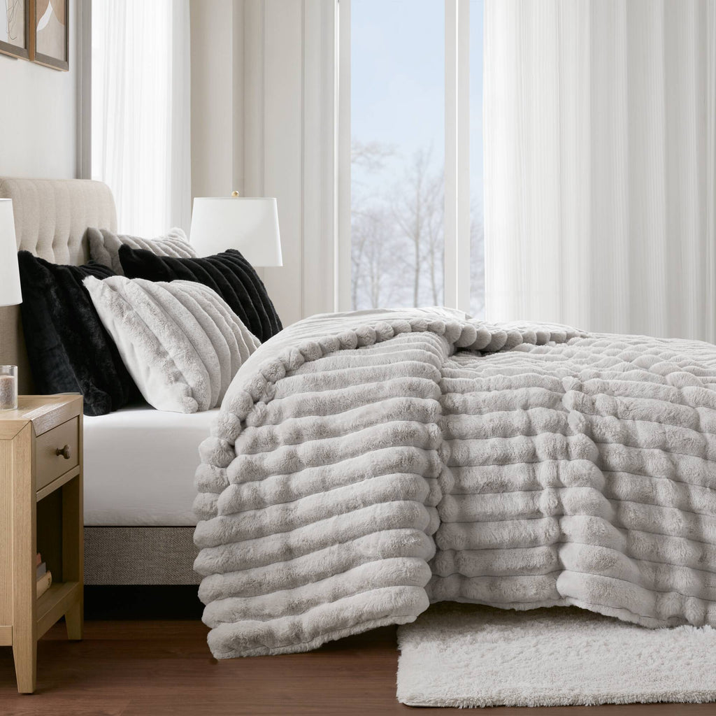 Bed Comforter, Jasmine Ultrasoft Faux Fur Ribbed Set, Lightweight Design for Year-Round Bedroom Comfort and Restful Sleep image 47