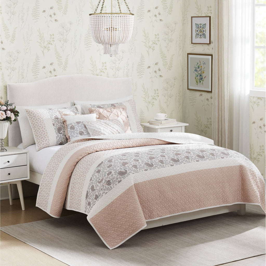 Cozy Throw Blanket, Dawn 6 Piece Cotton Percale Quilt Set, Machine-Washable Care for Sofas, Beds and Relaxing at Home, 2 Sizes and 5 Colors image 47