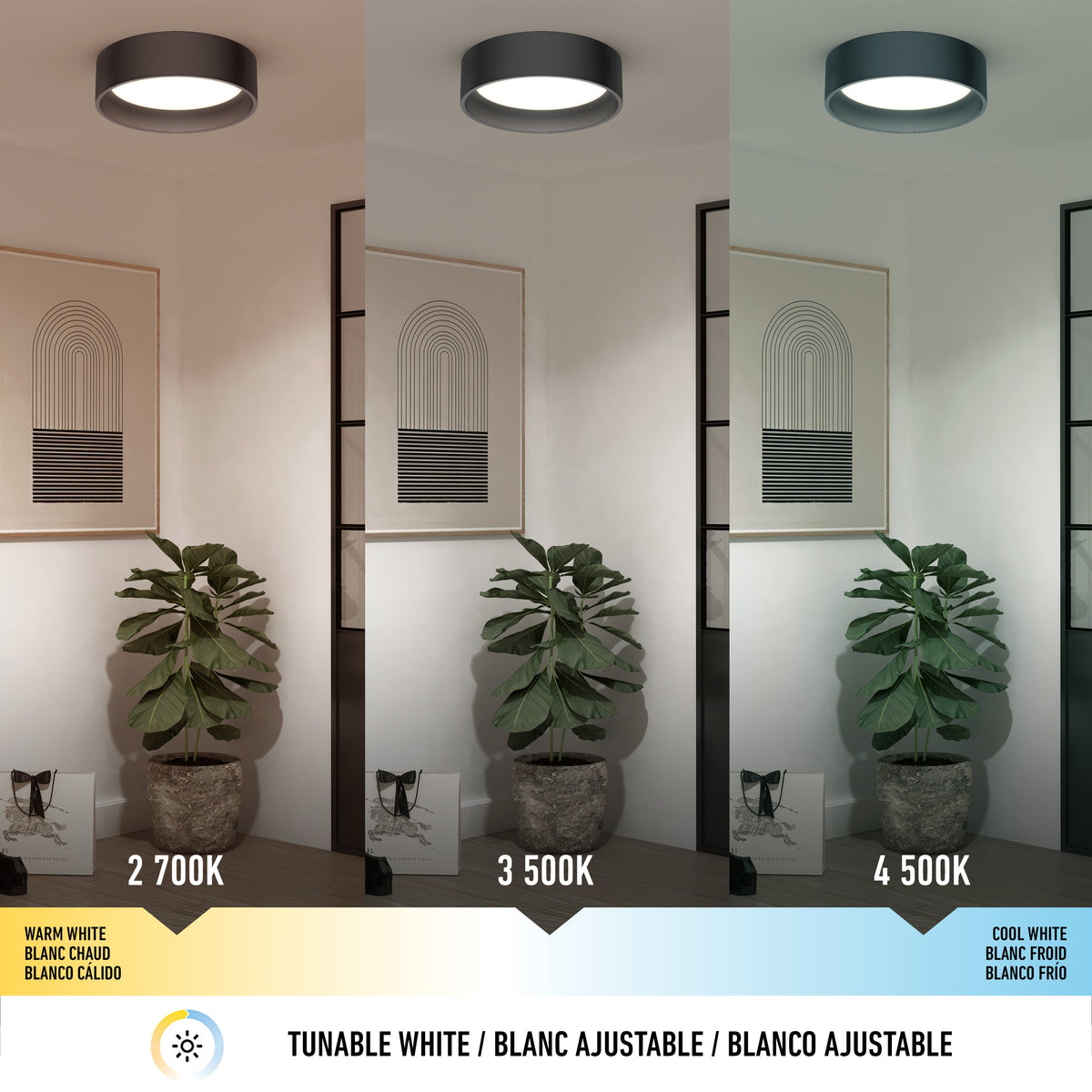 LED Flush Mount Ceiling Light, 13 Inches, 1100 Lumens and 3 Color Temperature Settings for Bedrooms, Hallways and Kitchens image 6