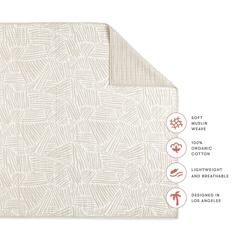 Bed Quilt, in 3 Layer GOTS Certified Organic Muslin, Breathable Construction for Guest Beds and Layered Bedroom Styling, 5 Color Options image 48