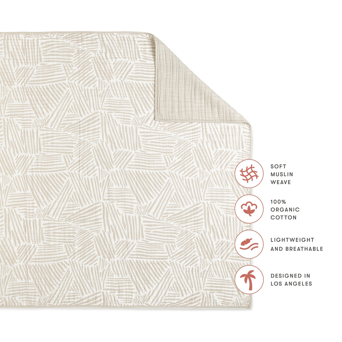 Bed Quilt, in 3 Layer GOTS Certified Organic Muslin, Breathable Construction for Guest Beds and Layered Bedroom Styling, 5 Color Options image 48