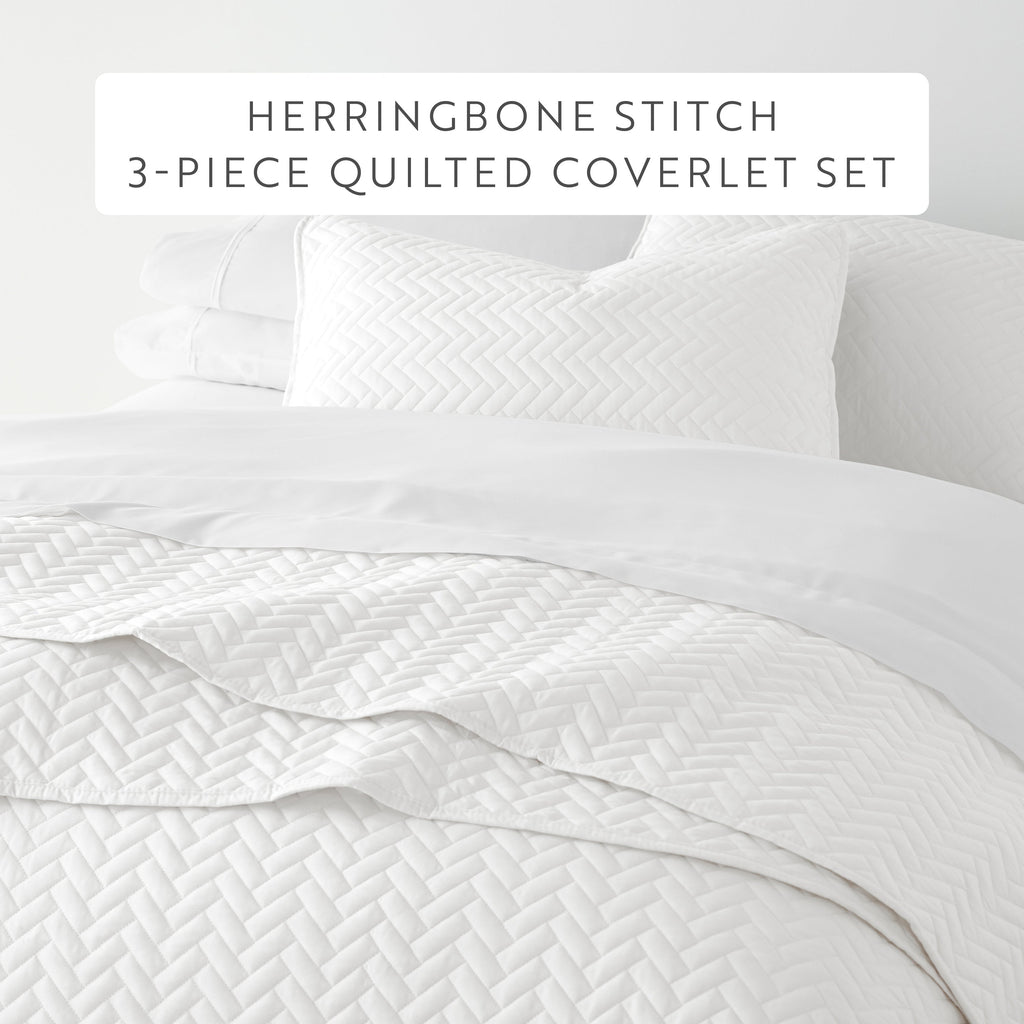 Quilted Coverlet Set, 3 Piece Herringbone for Guest Bedrooms, Layered Beds and Everyday Bedding, 3 Sizes and 6 Colors image 48