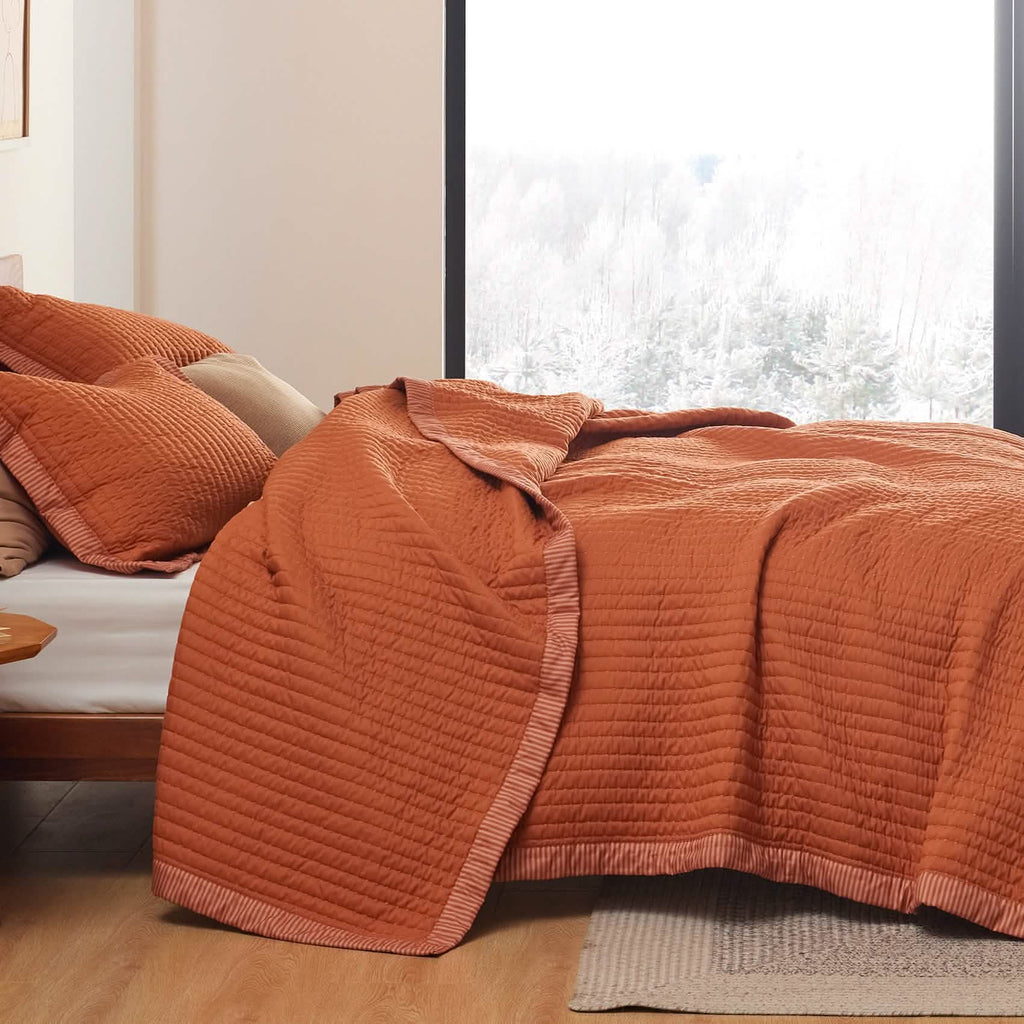 Cozy Throw Blanket, Corduroy Pattern Quilt Set, Breathable Construction for Living Rooms, Bedrooms and Everyday Lounging image 48