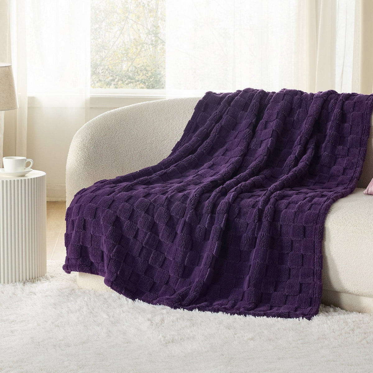 Cozy Throw Blanket, Jacquard Shaggy Sherpa for Living Rooms, Bedrooms and Everyday Lounging, 4 Sizes and 19 Colors image 48