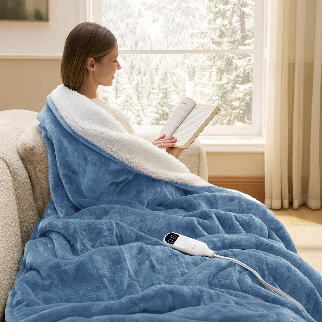 Cozy Throw Blanket, Solid Flannel Heated for Sofas, Beds and Relaxing at Home, 5 Sizes and 11 Colors image 48