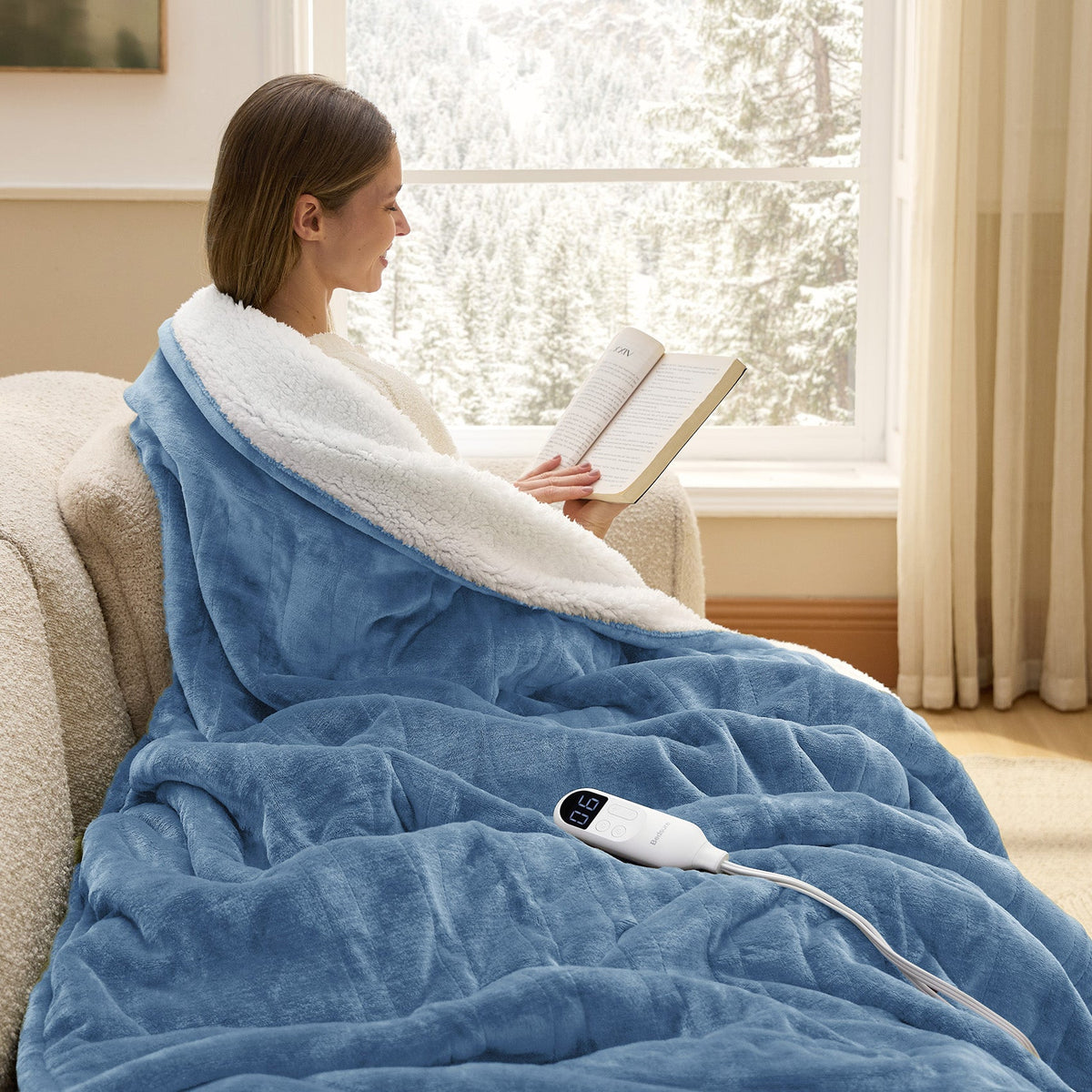 Cozy Throw Blanket, Solid Flannel Heated for Sofas, Beds and Relaxing at Home, 5 Sizes and 11 Colors image 48