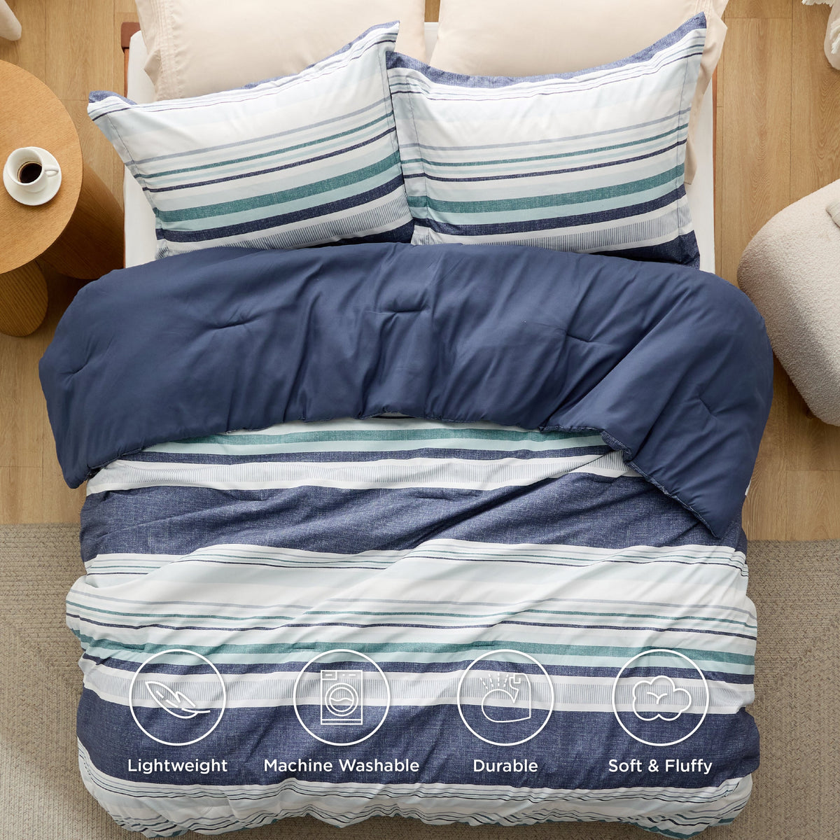 Bed Comforter, Retro Botanical Set for Everyday Bedding and Comfortable Sleep, 4 Sizes and 9 Colors image 48