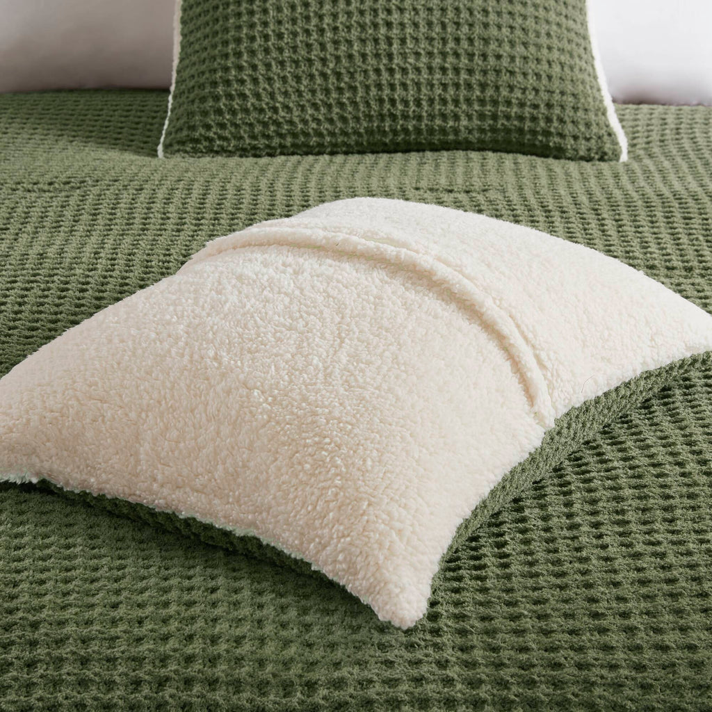 Bed Comforter, Riordan Waffle Knit Chenille Set, Machine-Washable Care for Everyday Bedding and Comfortable Sleep, 3 Sizes and 4 Colors image 48