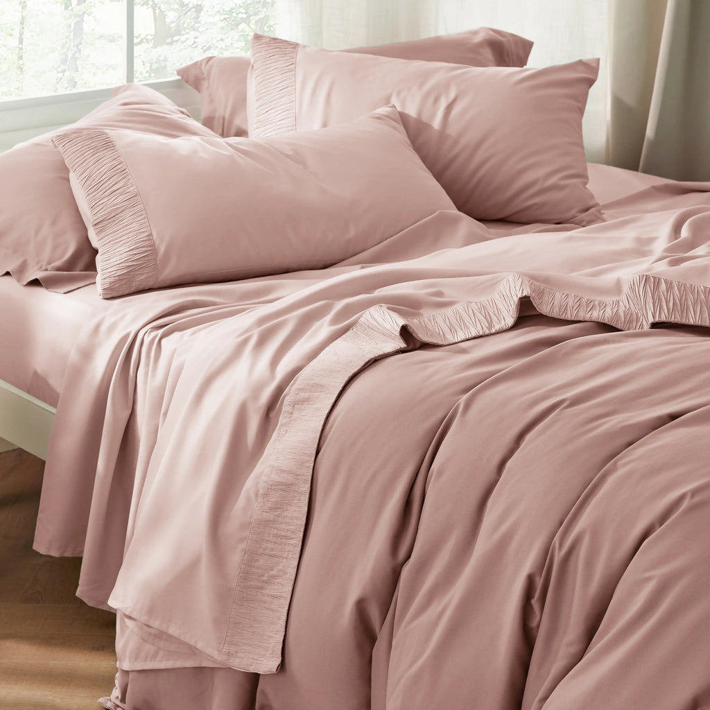 Bed Sheet Set, Ruched, Cooling Comfort, Breathable Construction for Master Bedrooms, Guest Beds and Daily Use, 7 Sizes and 14 Colors image 48