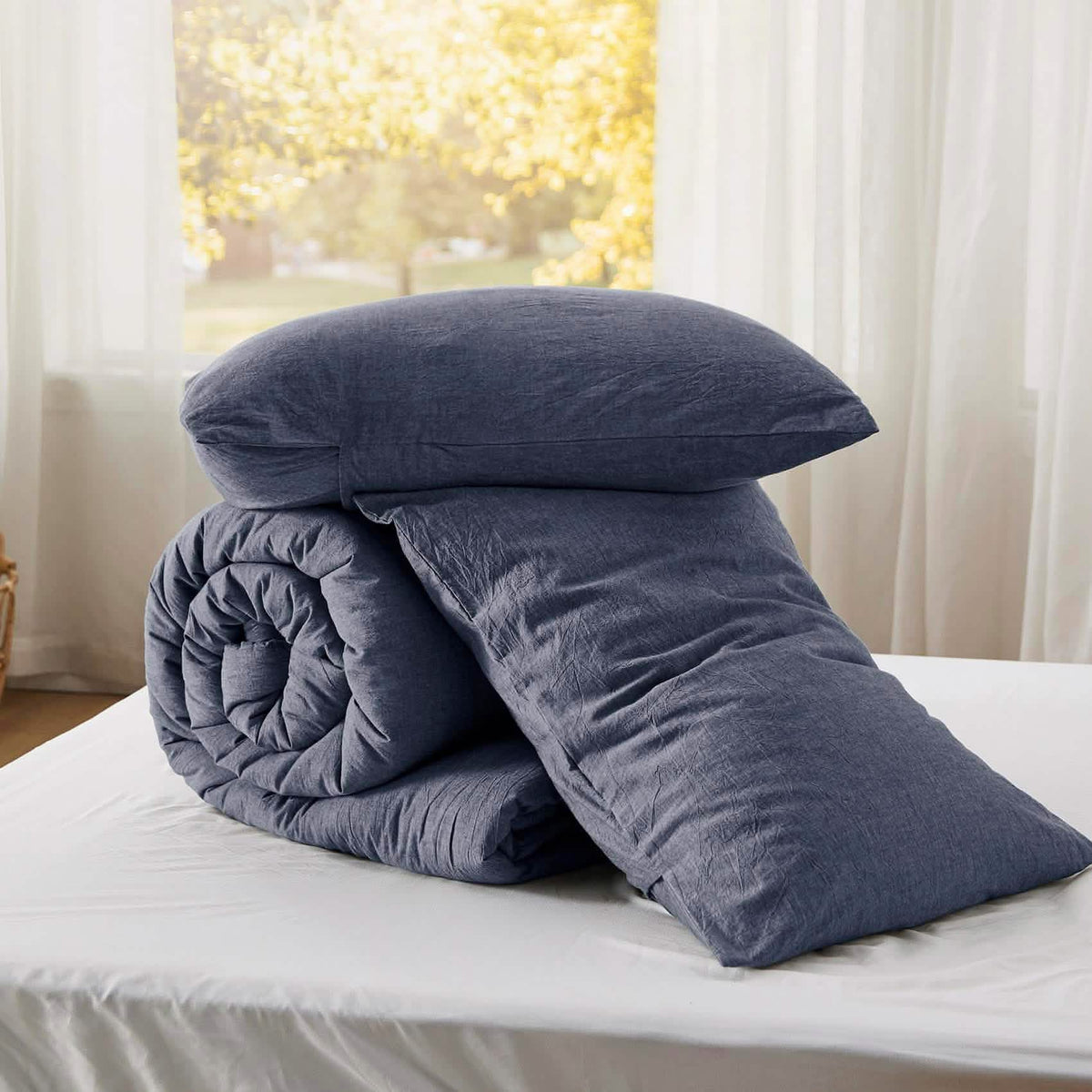 Bed Comforter, Prewashed Cotton Set for Year-Round Bedroom Comfort and Restful Sleep, 5 Sizes and 12 Colors image 49