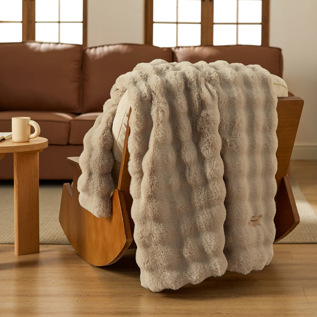 Cozy Throw Blanket, Bubble Faux Fur, Machine-Washable Care for Living Rooms, Bedrooms and Everyday Lounging, 3 Sizes and 11 Colors image 49