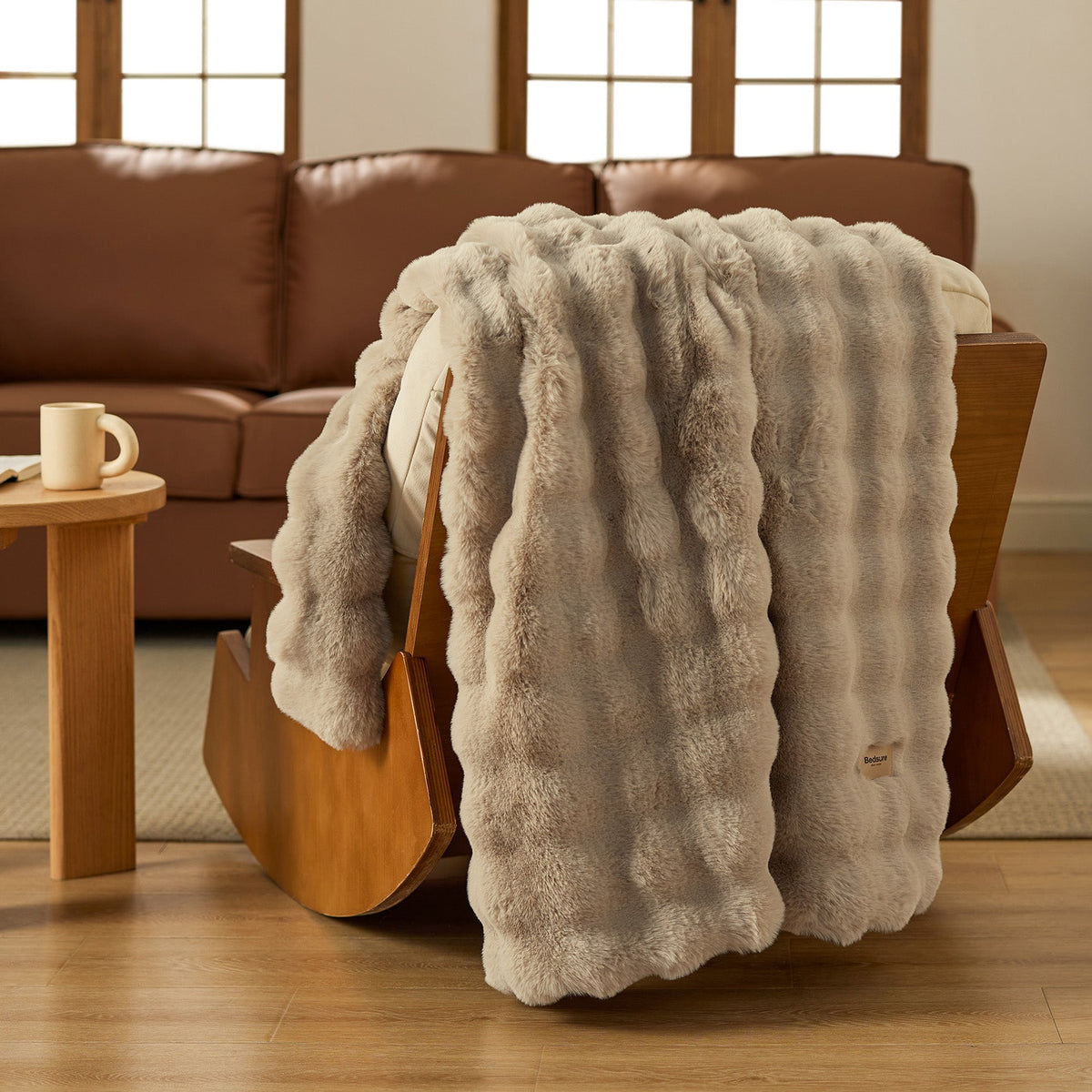 Cozy Throw Blanket, Bubble Faux Fur, Machine-Washable Care for Living Rooms, Bedrooms and Everyday Lounging, 3 Sizes and 11 Colors image 49
